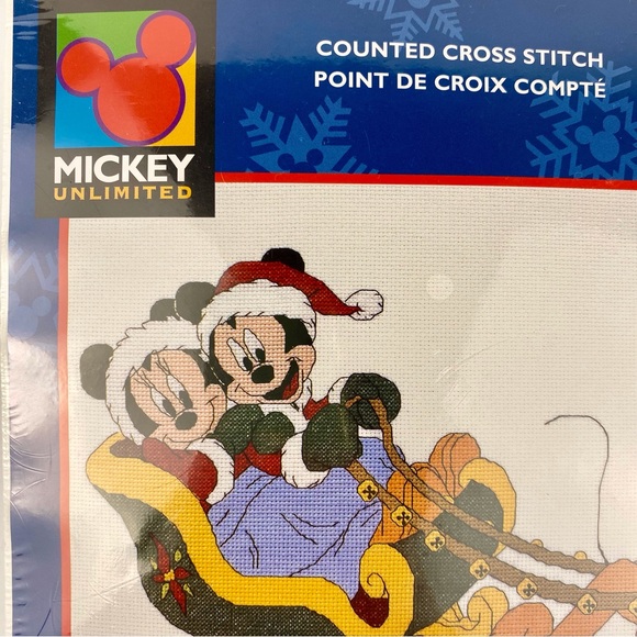 Disney Mickey Unlimited Cross Stitch Kit Holiday Sleigh 113414 New Sealed - Picture 2 of 8